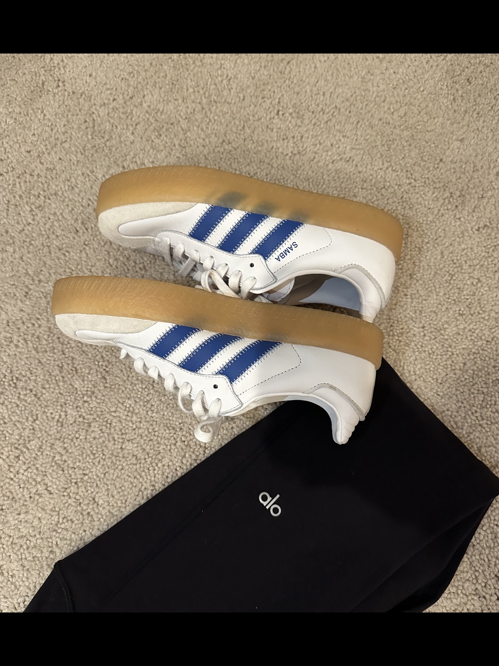 Adidas Sambae White & Blue Gum Sole Sneakers - Picture 5 of 8